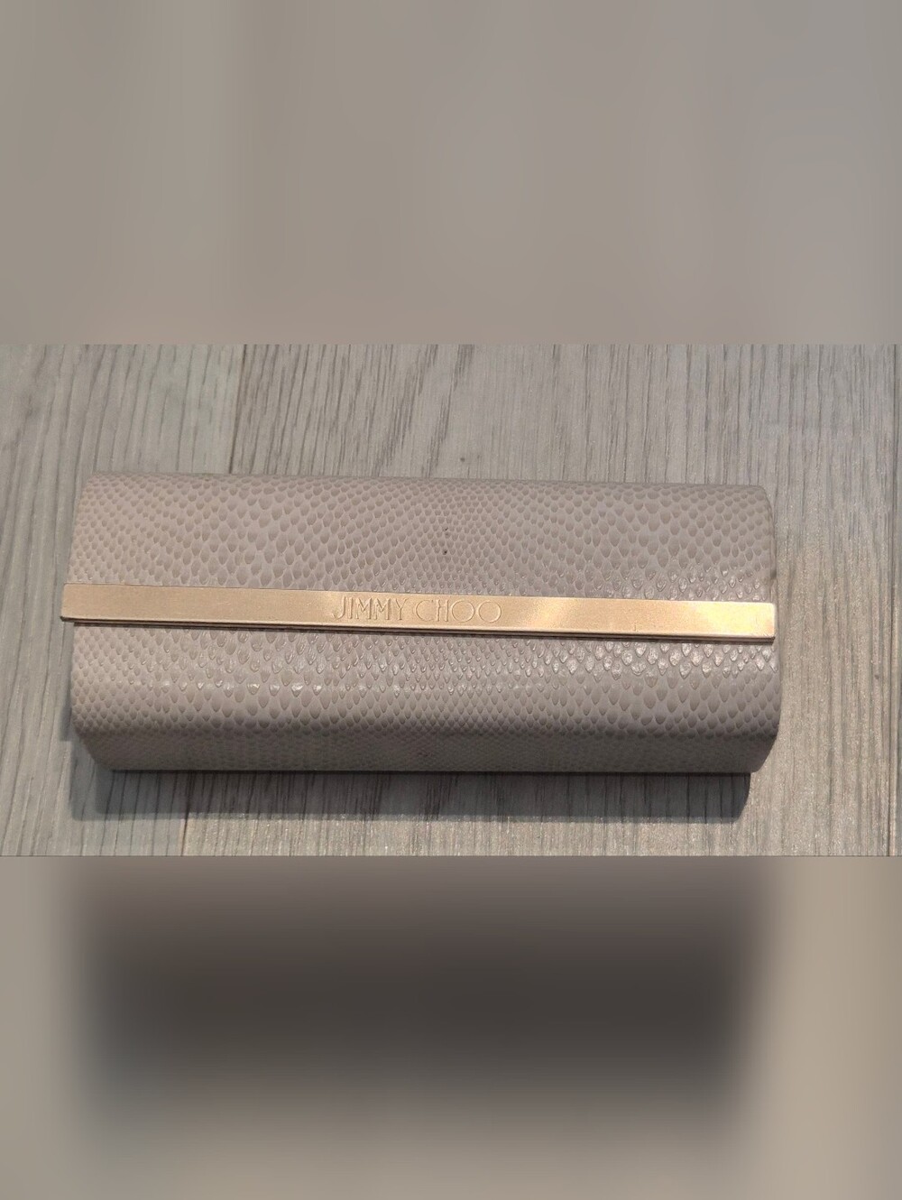 Jimmy Choo Nude Snake-Embossed Sunglass Case